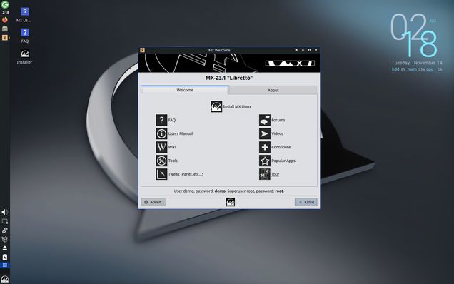 Screenshot MX Linux 23 Libretto