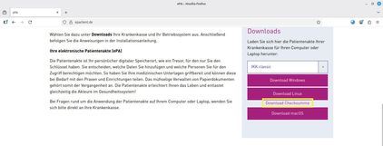 Ansicht Webseite epaclient.de