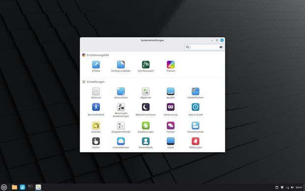 Ansicht Desktop mit geöffnetem Fenster Systemeinstllungen klein