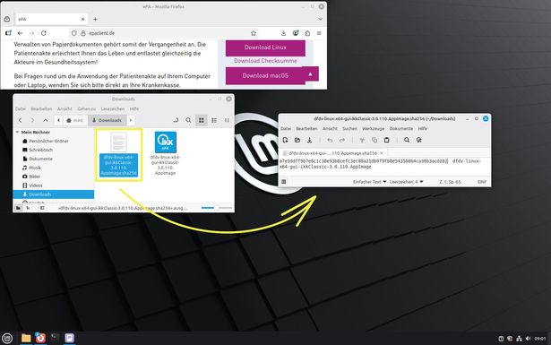 Ansicht Desktop mit geöffnetem Texteditor