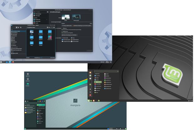 Ansicht Desktop 3 Linux-Distributionen
