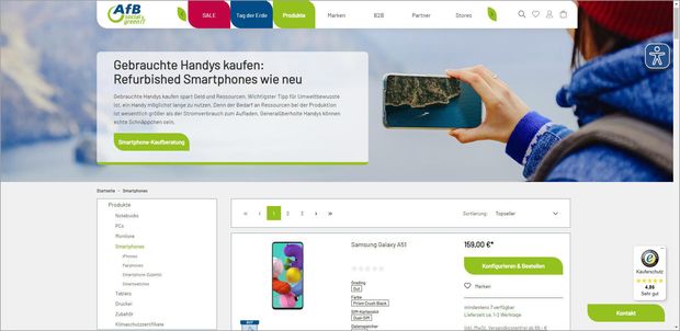 Ansicht Webseite AfB-Shop
