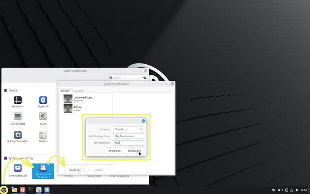 Linux Mint: Neuen Benutzer anlegen