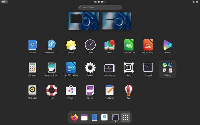 Screenshot Fedora Workstation 39
