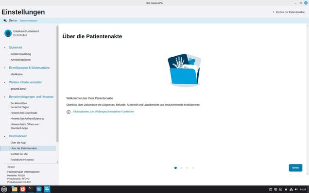 Ansicht Demo epaclient Desktop