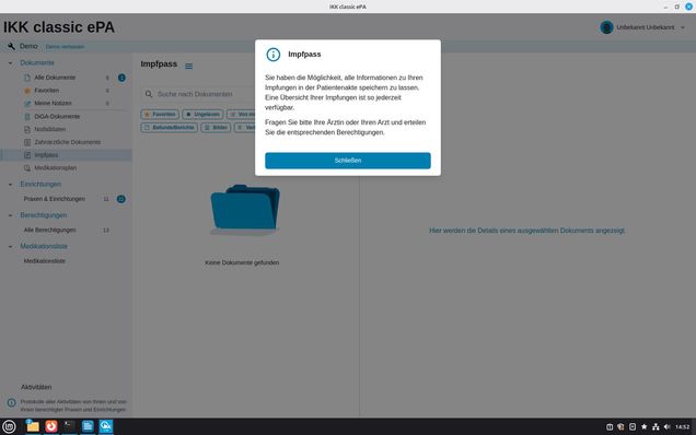 Ansicht Demo epaclient Desktop