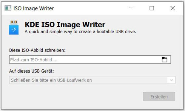 Ansicht Fenster "KDE Iso Image Writer"