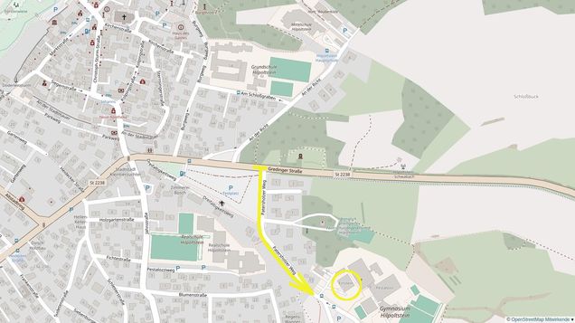 Karte Anfahrt Haus Einstein beim Gymnasium Hilpoltstein