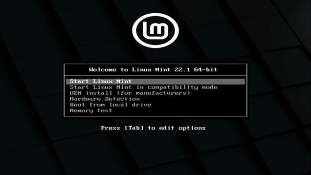 Ansicht Bootloader Auswahl Linux Mint Cinnamon