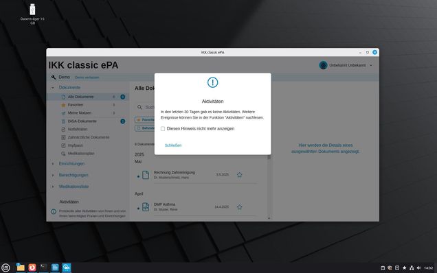 Ansicht Demo epaclient Desktop