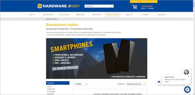 Ansicht Webseite hardware-online-shop.de