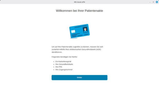 Ansicht ePA Client Beispiel IKK Infos zur Nutzung