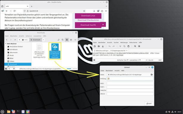 Ansicht Desktop AppImage gelb markiert zu Dateifeld