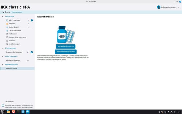 Ansicht Demo epaclient Desktop