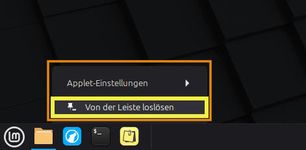 Ansicht Rechtklick Software-Symbol Leiste