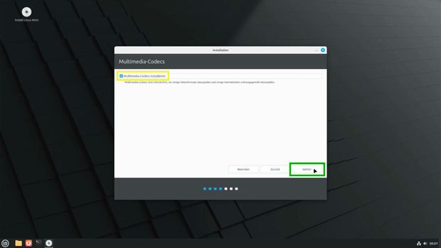 Ansicht Fenster Multimedia-Codecs mit Haken setzen