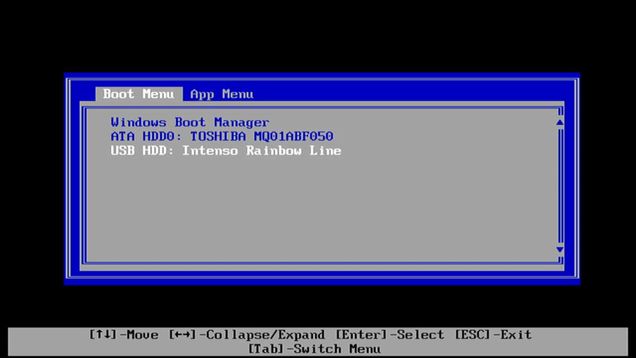 Ansicht Bootmenü Lenovo Thinkpad