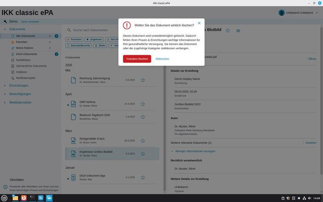 Ansicht Demo epaclient Desktop