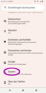 Ansicht Einstellung mit System