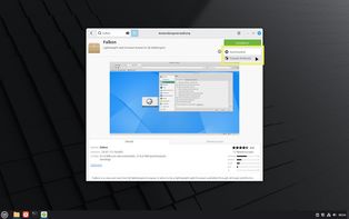 Ansicht Anwendungsverwaltung Software Falkon, Dropdown geöffnet und Auswahl gelb markiert