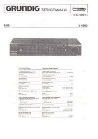Scan Grundig V 4200 HiFi Service-Heft Seite 1 Cover