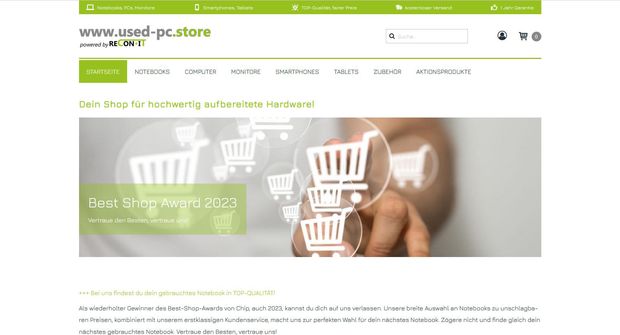 Screenshot Webseite used-pc.store