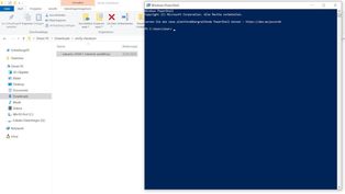 Es öffnet sich ein neues Fenster mit der PowerShell. Ansicht neues Fenster mit Windows PowerShell