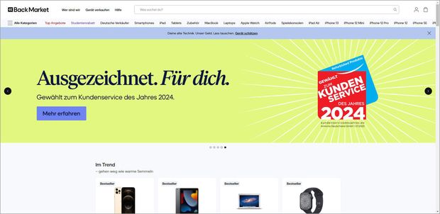 Ansicht Webseite backmarket.de
