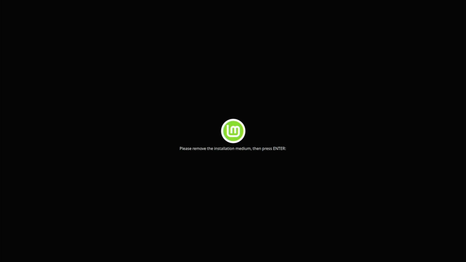 Meldung nach Installation zum Entfernen des Installationssticks